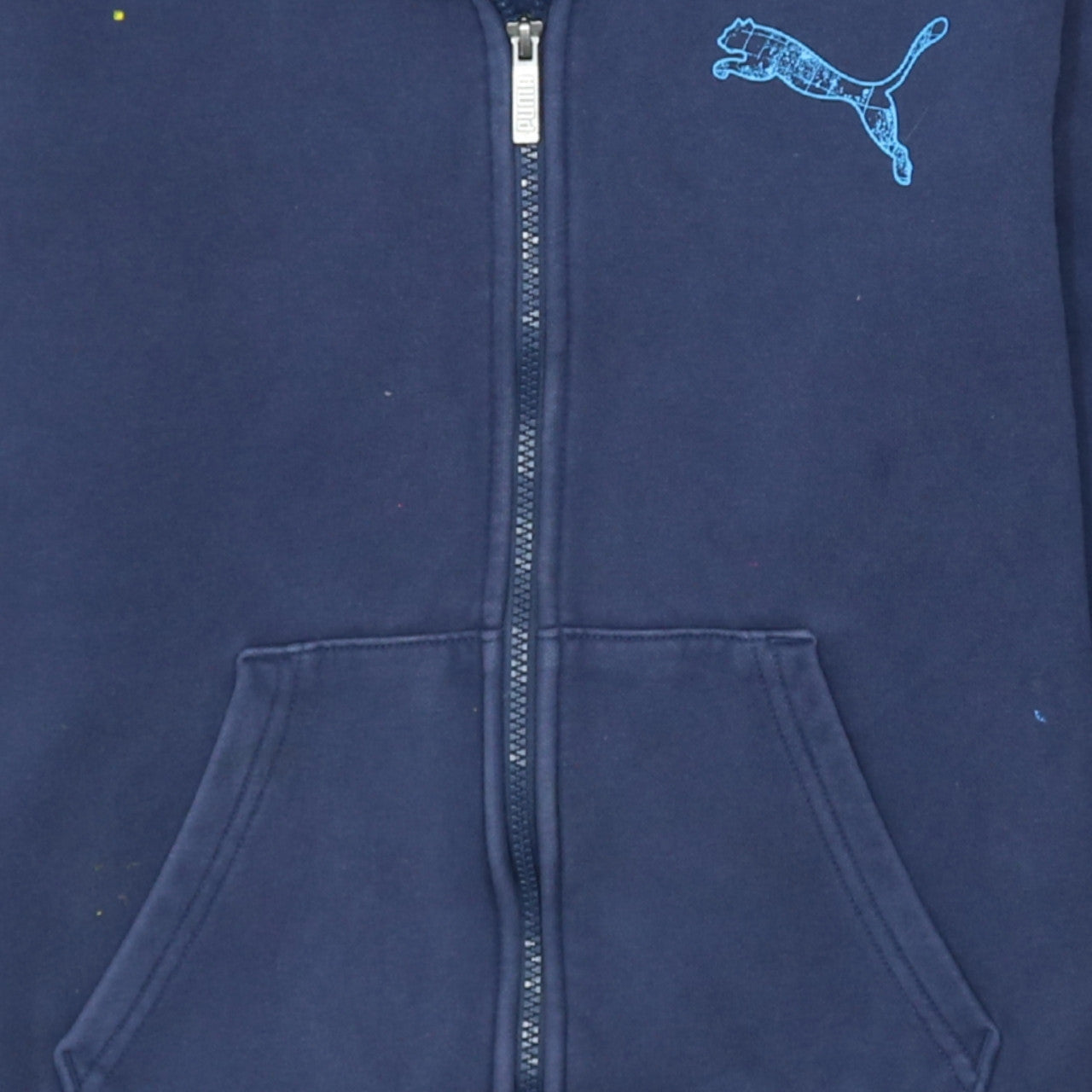 Puma Boys Navy Blue Full Zip Hoodie 13-14 Years Cotton Blend Logo Print