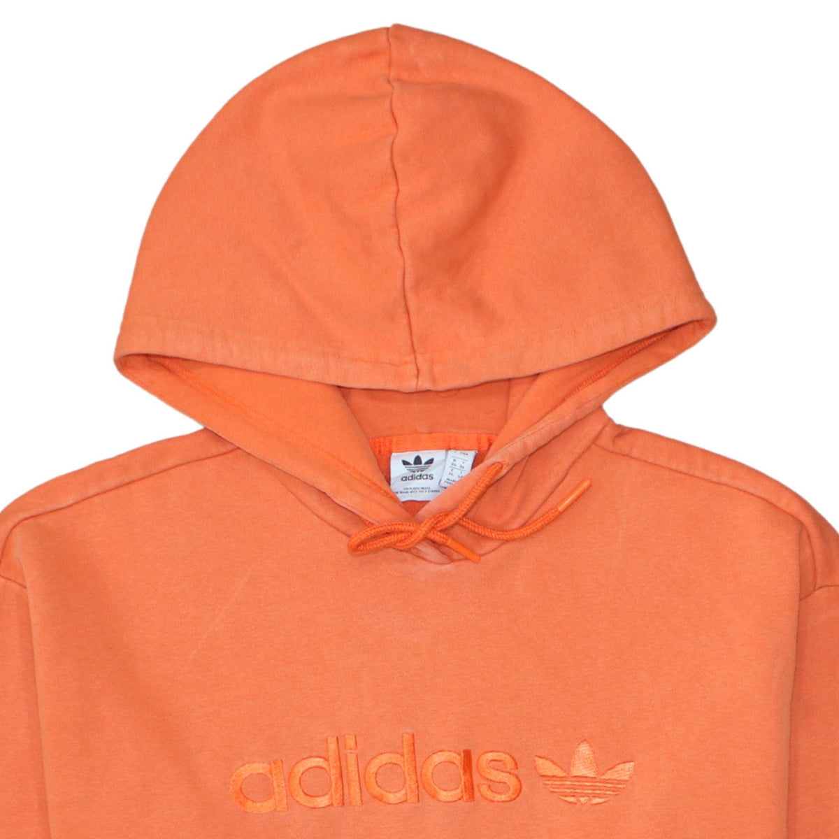 Adidas Womens Orange Hooded Pullover Sweatshirt Size 8 Cotton Logo