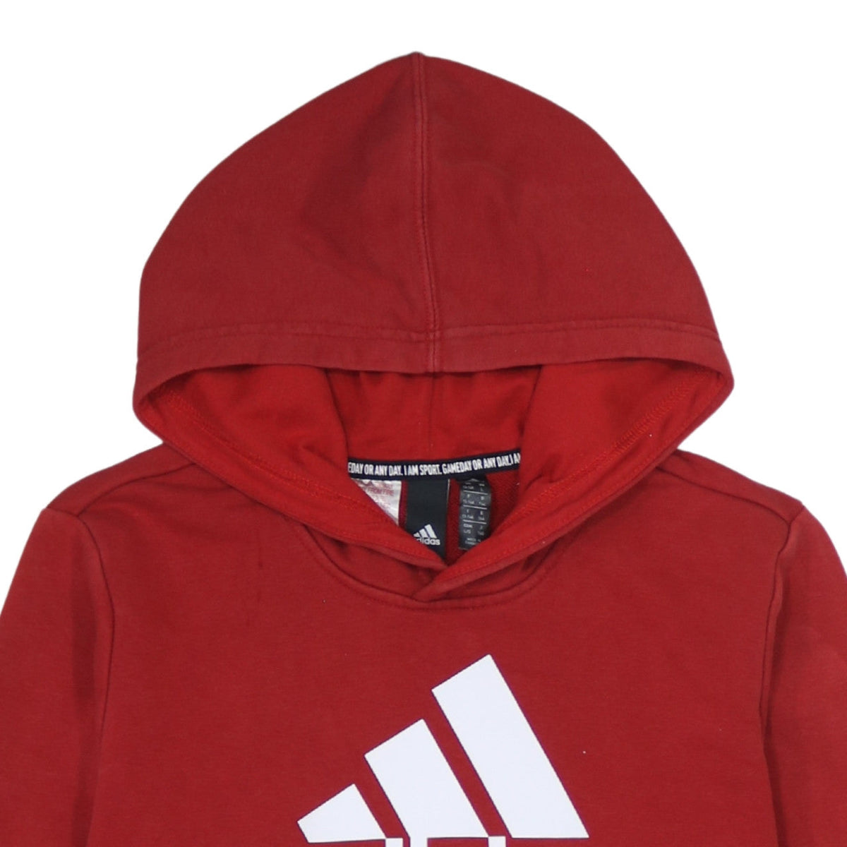 Adidas Boys Red Pullover Hoodie 13-14 Years Cotton Blend Logo Sportswear