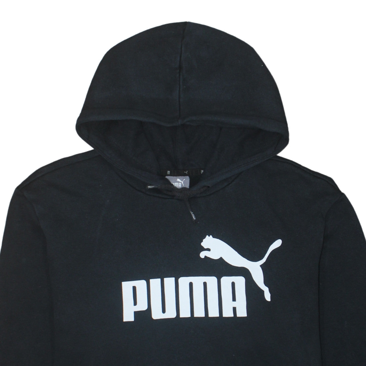 Puma Men's Black Pullover Hoodie L Regular Fit Sports Logo Fleece