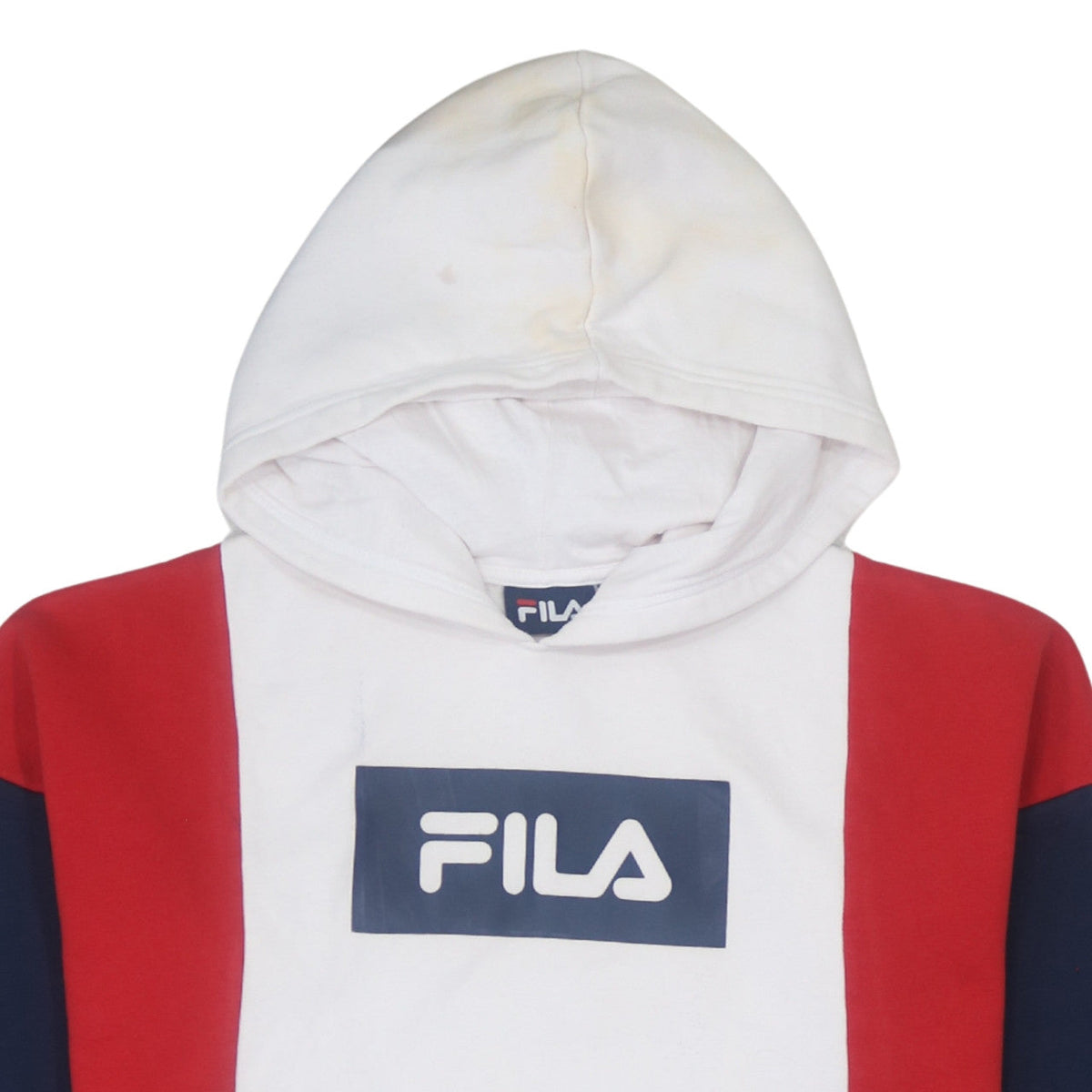Fila Women's Red White Navy Colourblock Pullover Hoodie Size S