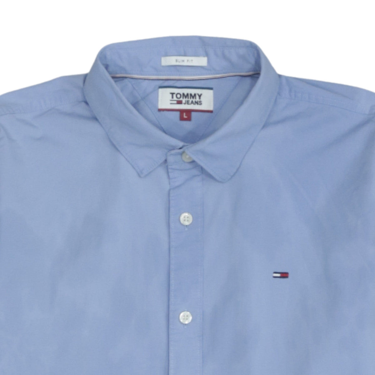 Tommy Jeans Men Blue Slim Fit Long Sleeve Button-Up Shirt L