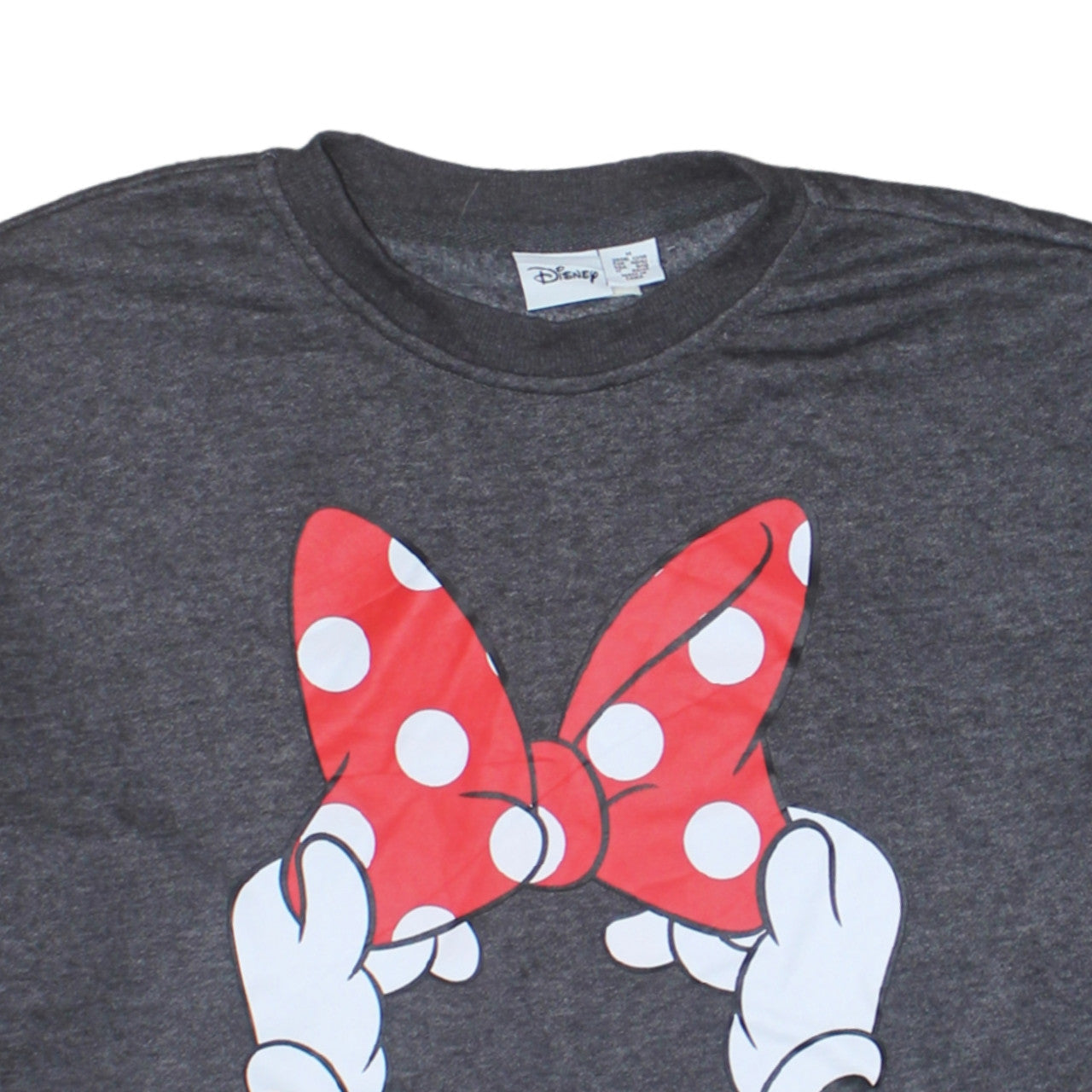 Disney Primark Womens Grey Minnie Mouse Bow Crew Neck Sweatshirt M 12/14