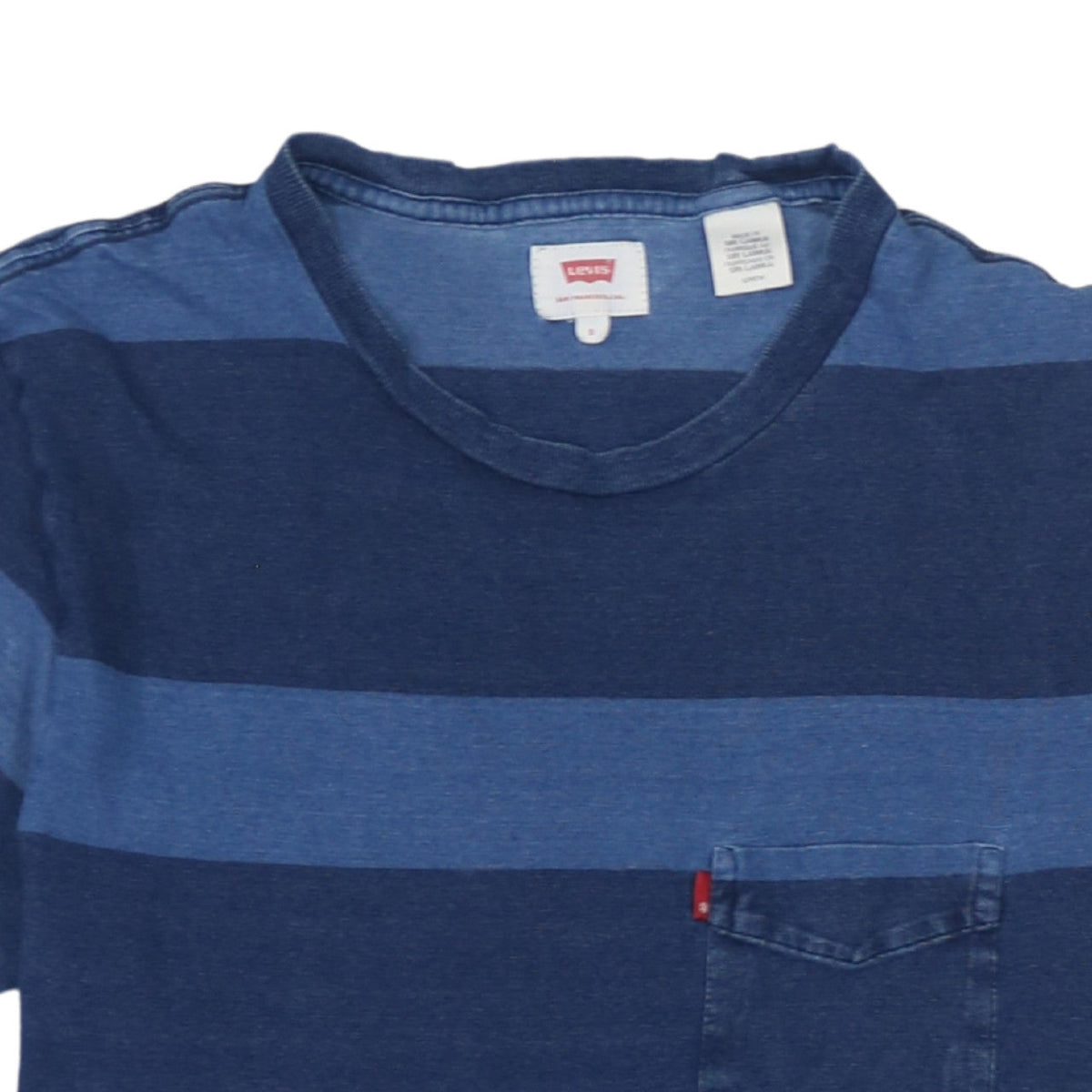 Levi's Men's Blue Striped Short Sleeve Cotton Crew Neck T-Shirt Size S
