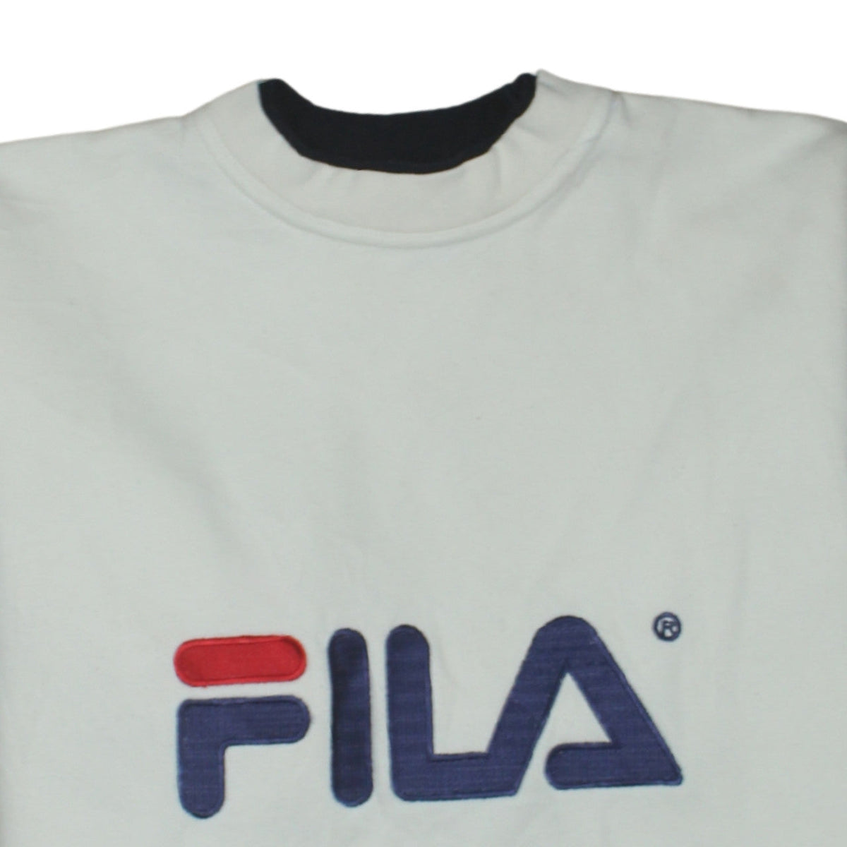 Fila Men's White Embroidered Logo Pullover Sweatshirt S Vintage