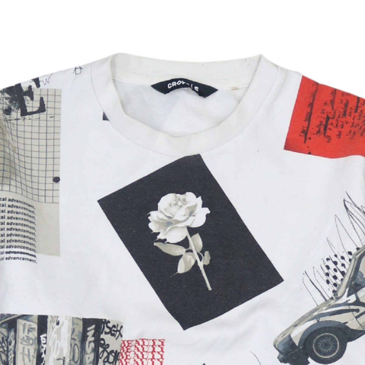 Cropp Men's White Graphic Art Print Pullover Sweatshirt Size S