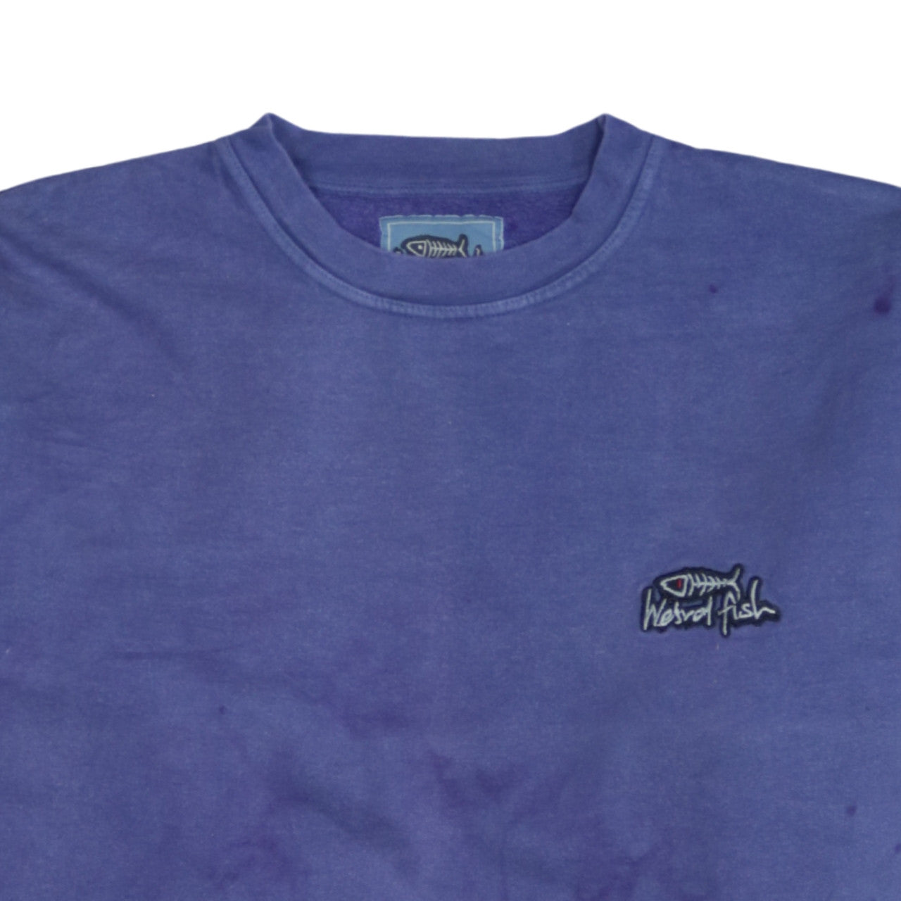 Weird Fish Men's Blue Cotton Crew Neck Pullover Sweatshirt L