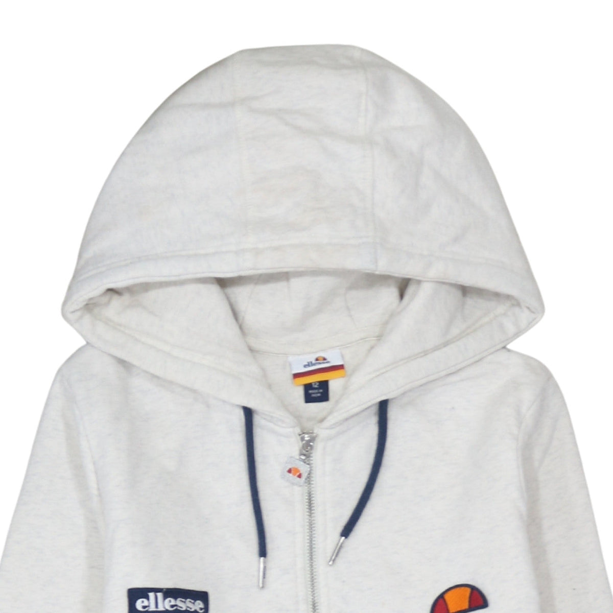 Ellesse Unisex White Full Zip Hoodie Size 12 Regular Fit