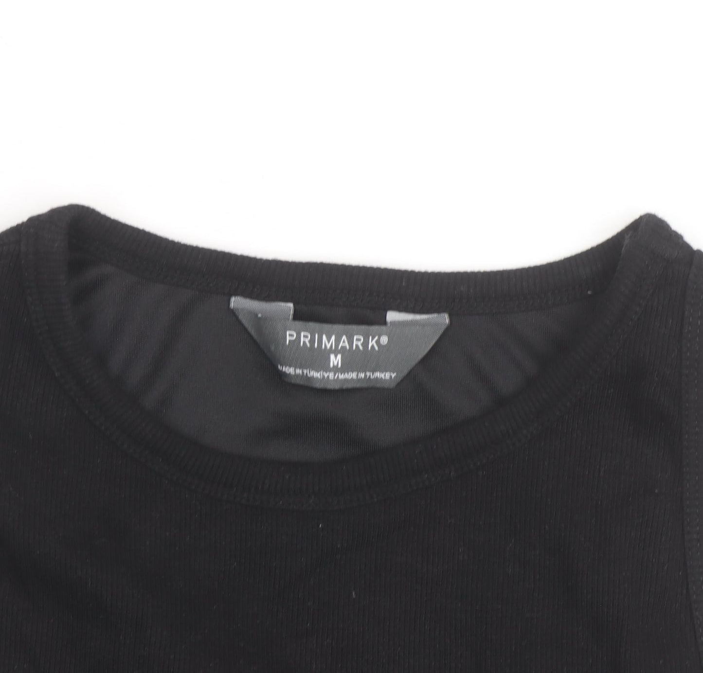 Primark Girls Black Cropped Tank Top M Cotton Blend Sleeveless Casual