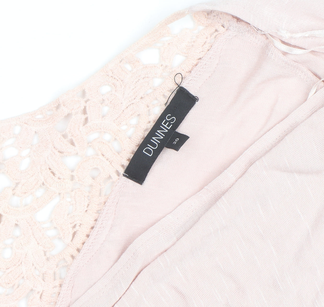 Dunnes Women Pink Crochet V-Neck Tunic Blouse Size 20