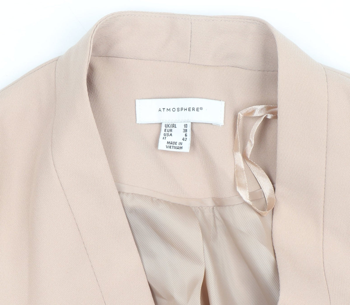 Atmosphere Women Beige Size 10 Blazer Jacket with Zip Pockets