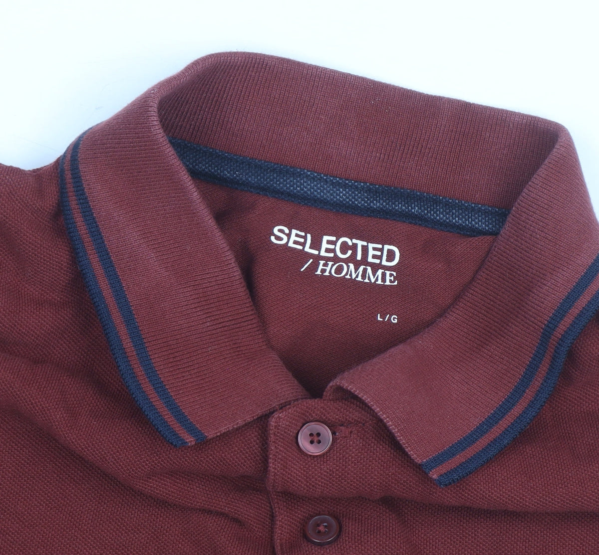 SELECTED HOMME Men’s Red Cotton Polo Shirt Size L Regular Fit