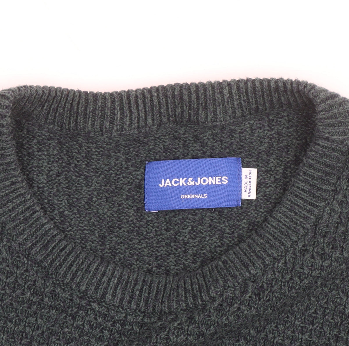 Jack & Jones Mens Green Cotton Knit Crew Neck Jumper Size M