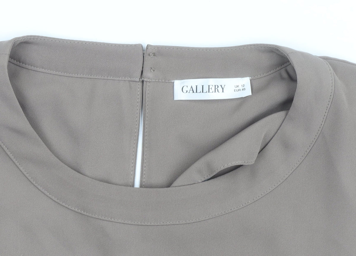 Gallery Women's Beige Sleeveless Crew Neck Blouse Size 12