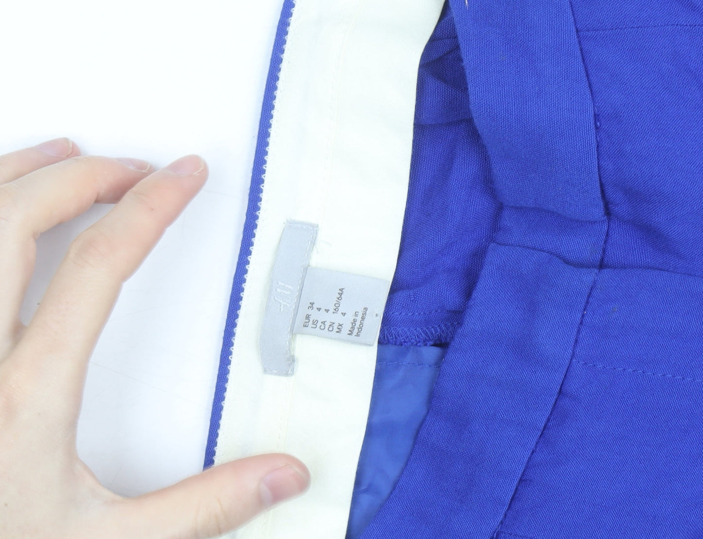 H&M Women's Blue Viscose Straight Trousers Size 6