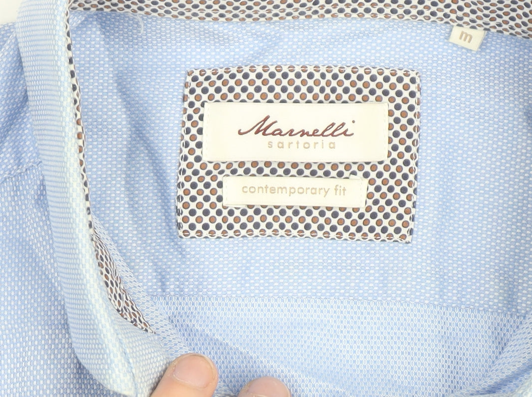 Marnelli Sartoria Men's Blue Regular Fit Long Sleeve Cotton Shirt M