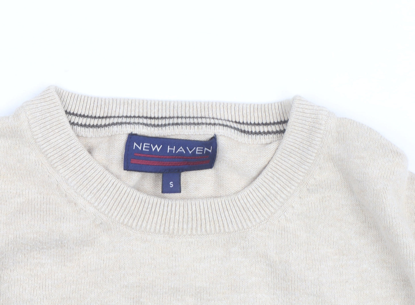 New Haven Men's Beige Small Crew Neck Pullover Jumper
