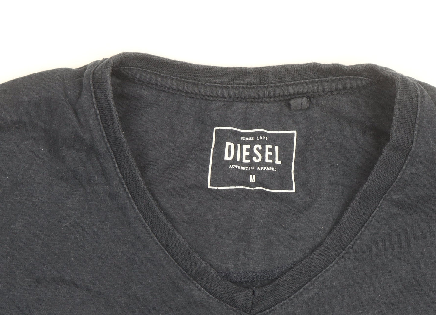 Diesel Men's Blue V-Neck Cotton T-Shirt Size M