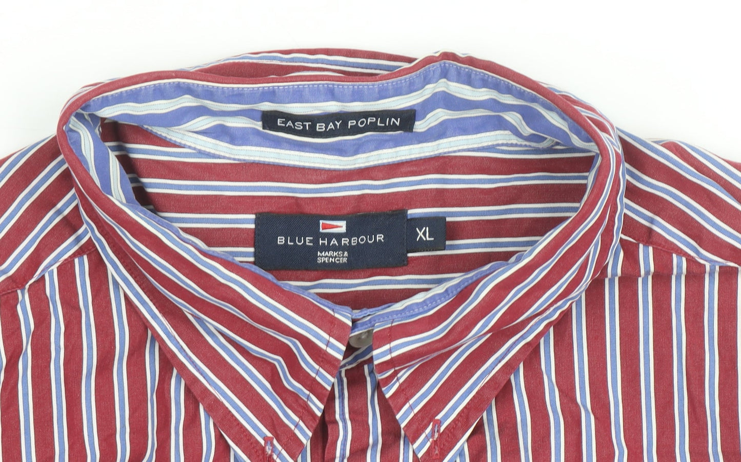 Marks & Spencer Blue Harbour Men's Red Striped Button-Up Shirt XL