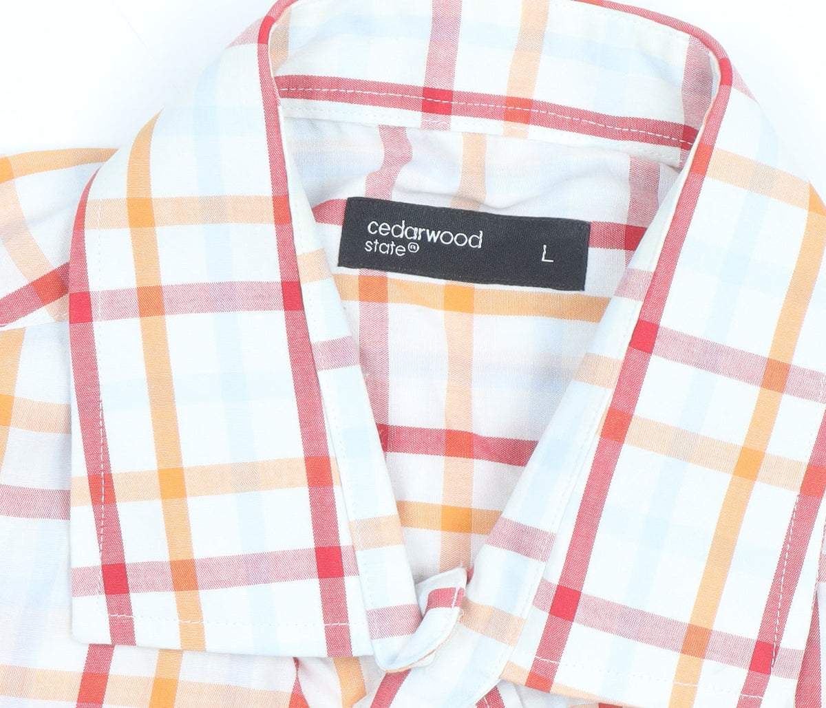Cedarwood State Men's Multicoloured Check Short Sleeve Button-Up Shirt L