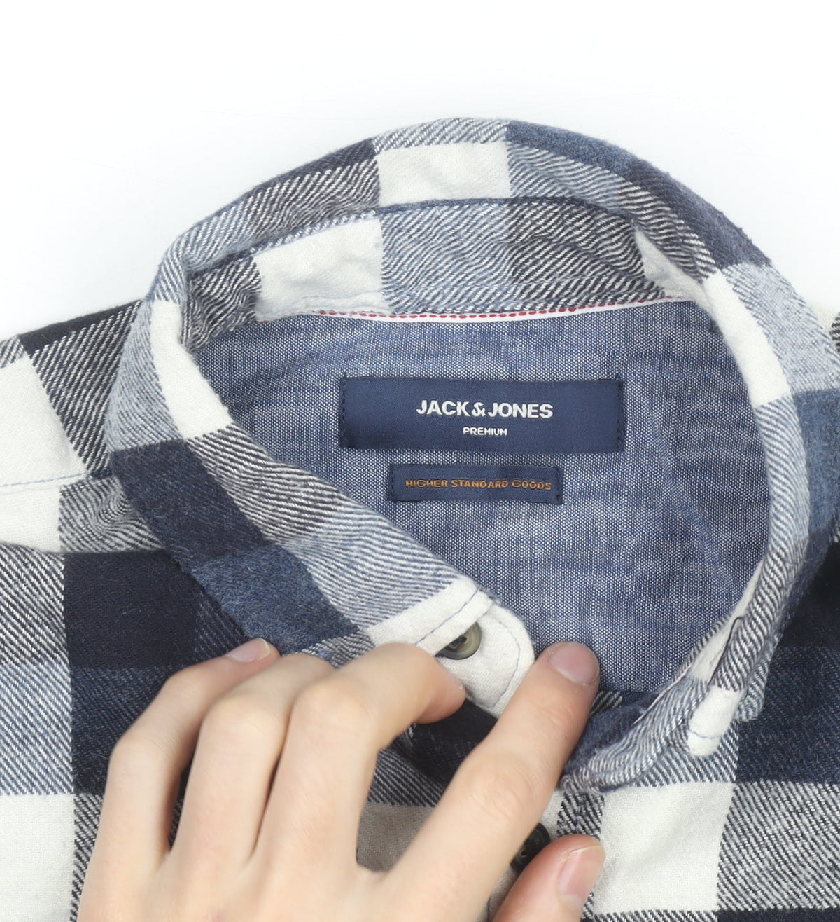Jack & Jones Men’s Blue Check Flannel Button-Up Shirt M