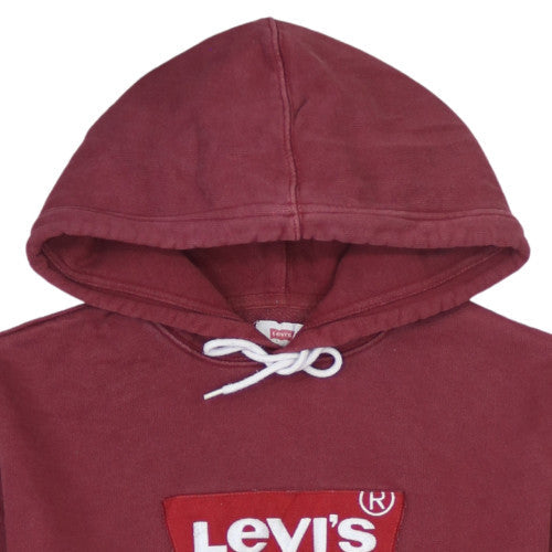 Levi's Men's Red Pullover Hoodie Medium Graphic Logo Fleece