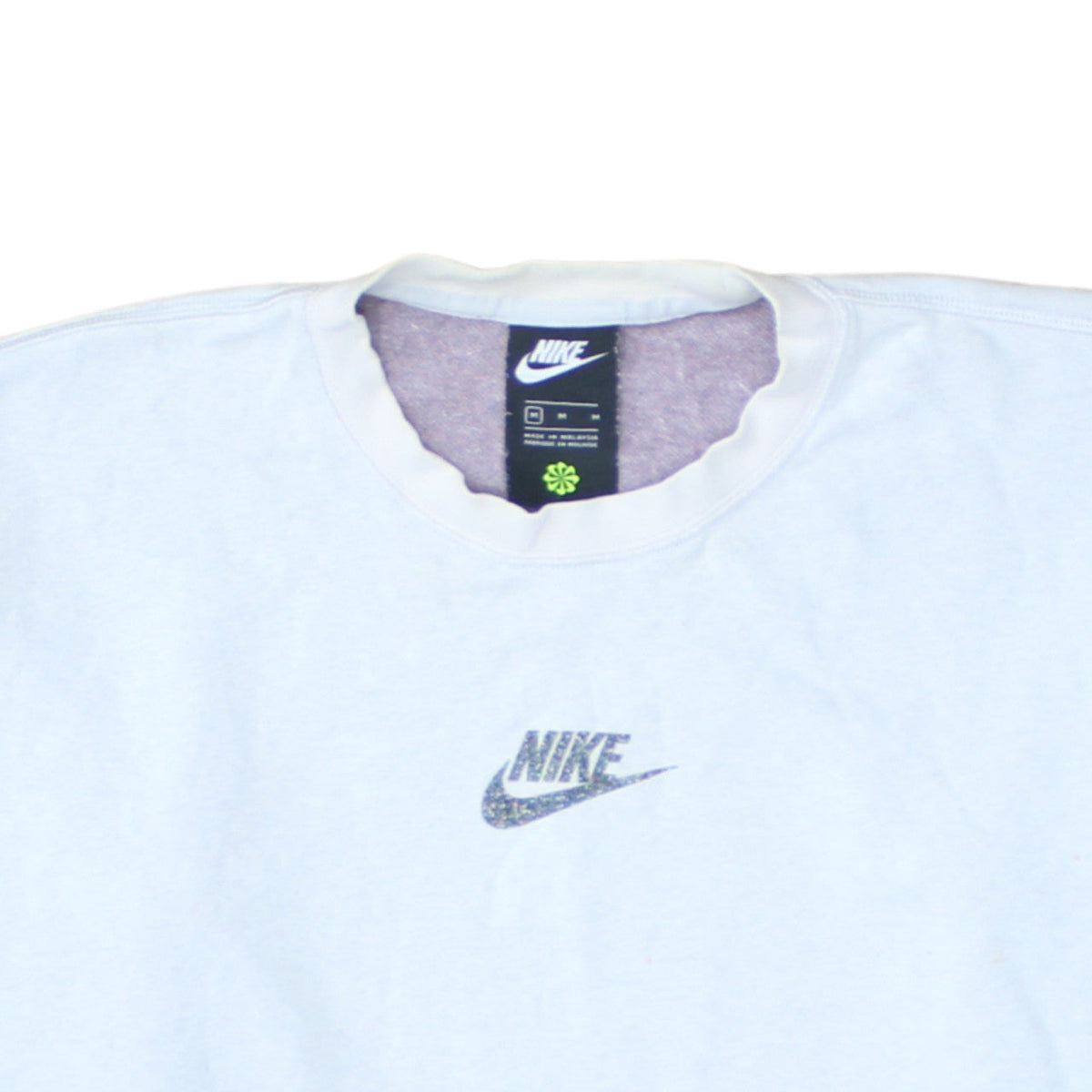 Nike Women's White Pullover Sweatshirt Medium Crew Neck Logo Cotton Blend