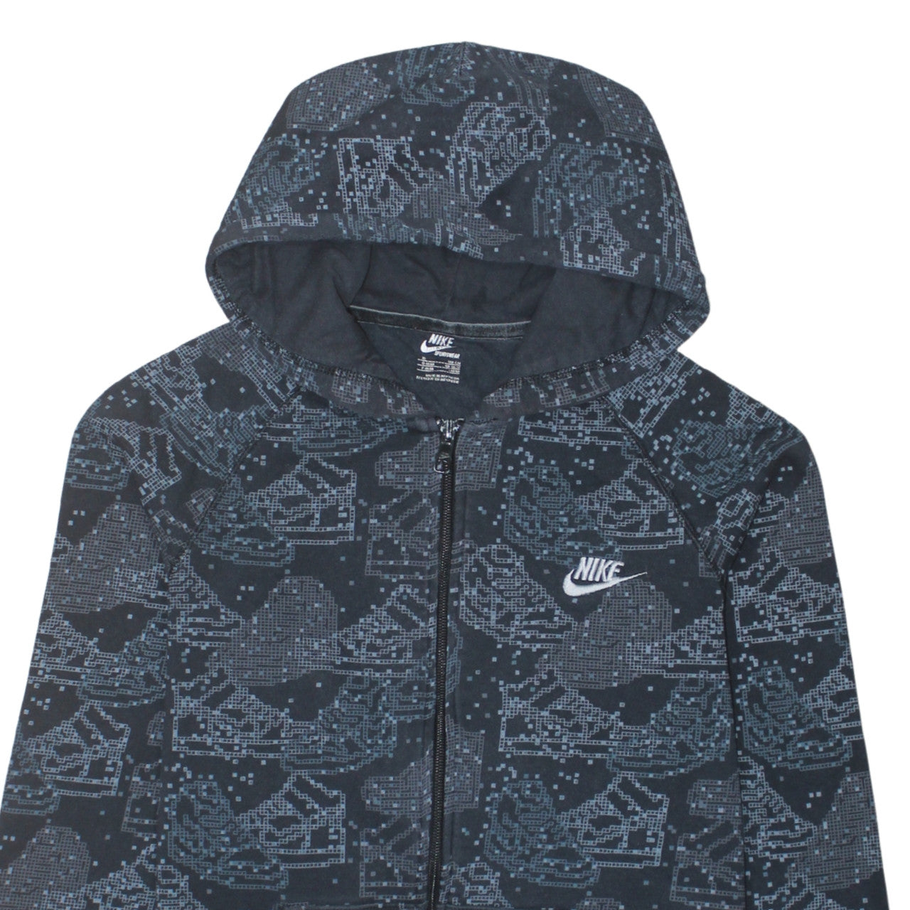 Nike Women's Black Full Zip Hoodie XL 16/18 Graphic Print Sportswear