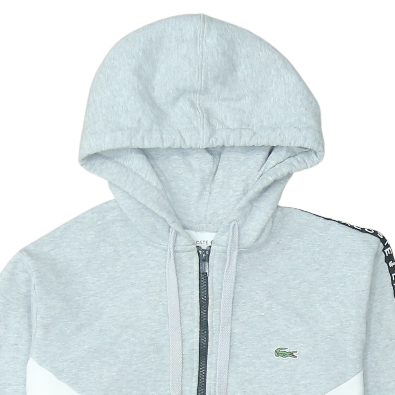 Lacoste Men’s Grey Full Zip Hoodie Size M Colour Block Logo Sweatshirt