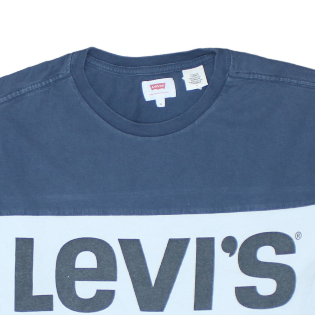 Levi's Men's Blue Colourblock Logo Cotton T-Shirt Size M