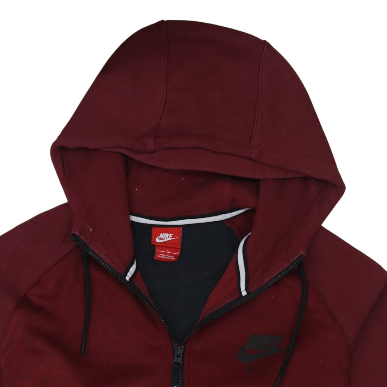 Nike Men's Red Full Zip Hoodie Size L Sportswear Fleece
