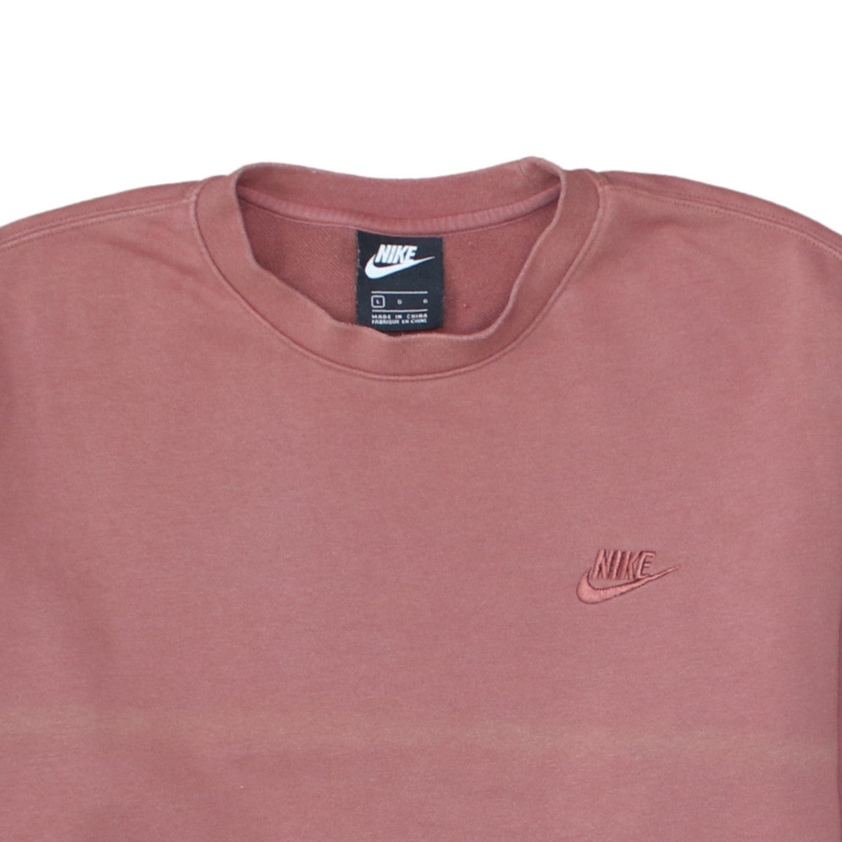 Nike Men's Pink Crew Neck Pullover Sweatshirt L Embroidered Logo