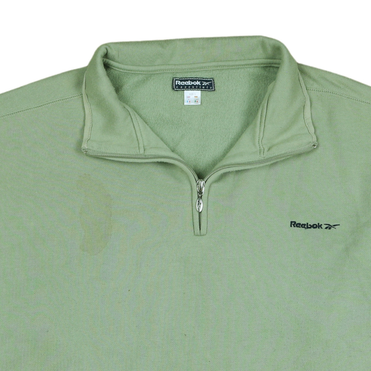 Reebok Men's Green L 1/4 Zip Fleece Pullover Sweatshirt