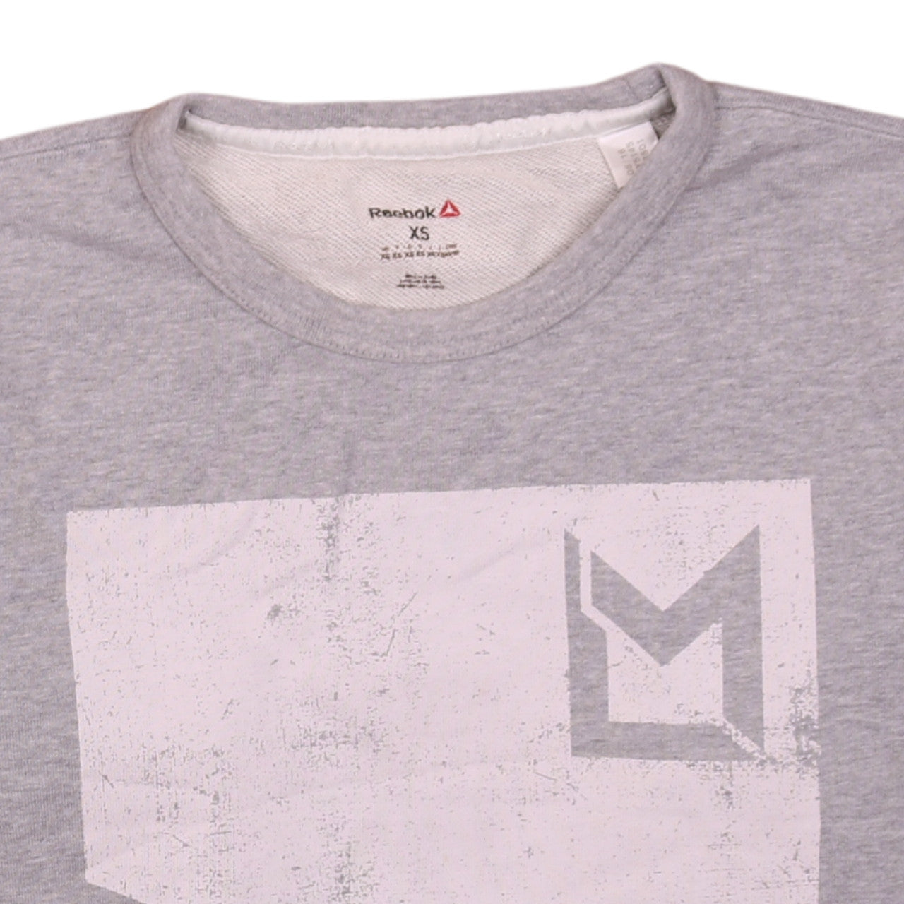 Reebok Men's Grey Graphic Print Crew Neck Sweatshirt XS