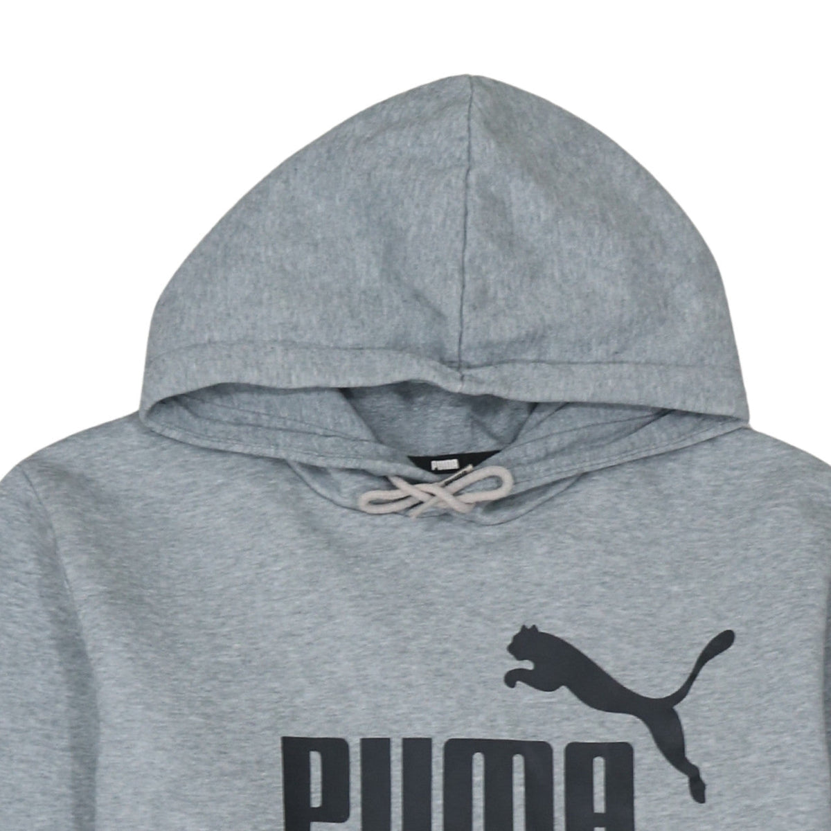 Puma Men's Grey Pullover Hoodie L Graphic Logo Fleece Sweatshirt