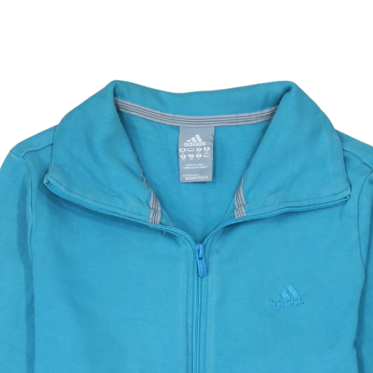 Adidas Women Blue Size 12 Track Jacket Full Zip Cotton Essentials