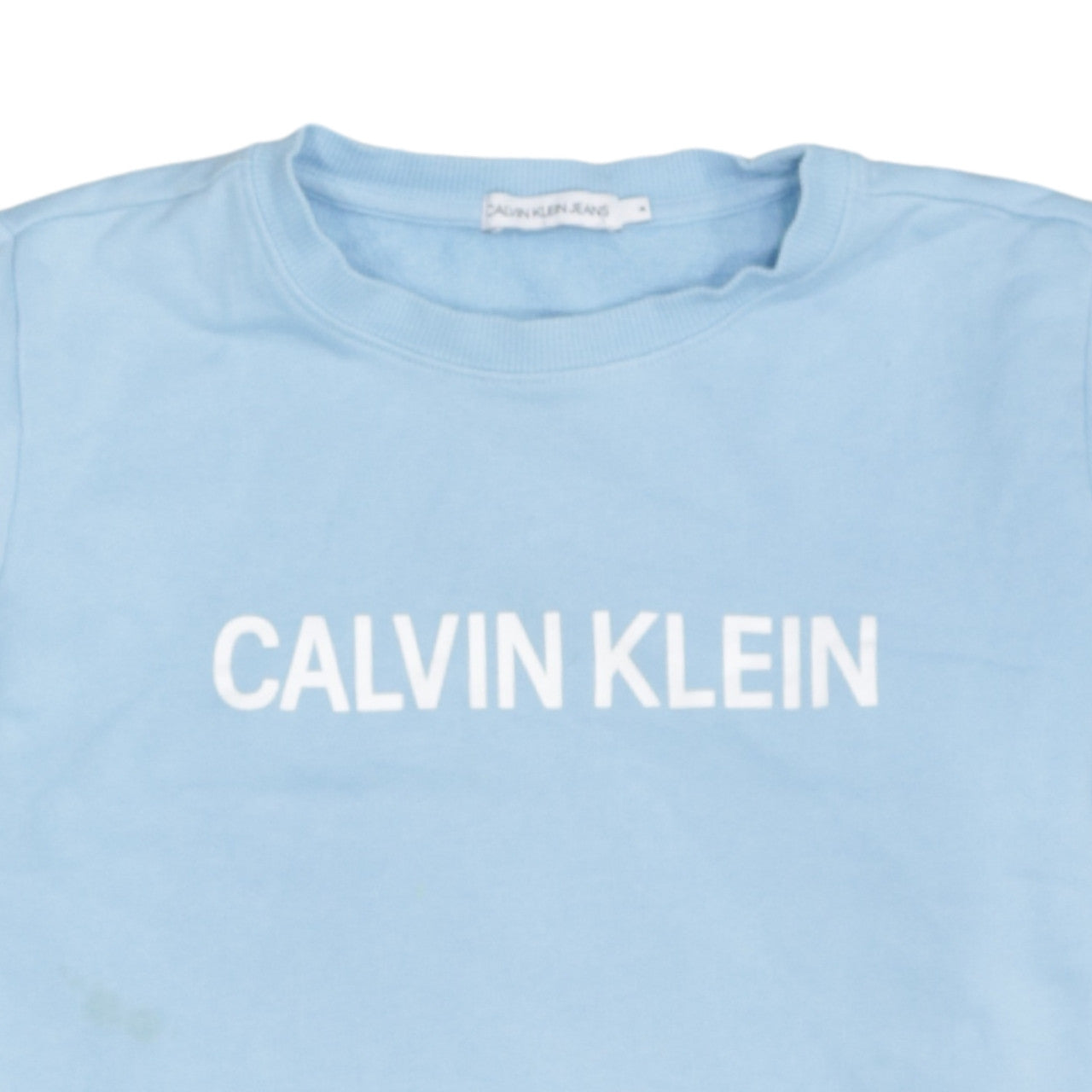 Calvin Klein Jeans Womens Blue Crew Neck Cotton Sweatshirt Size 14
