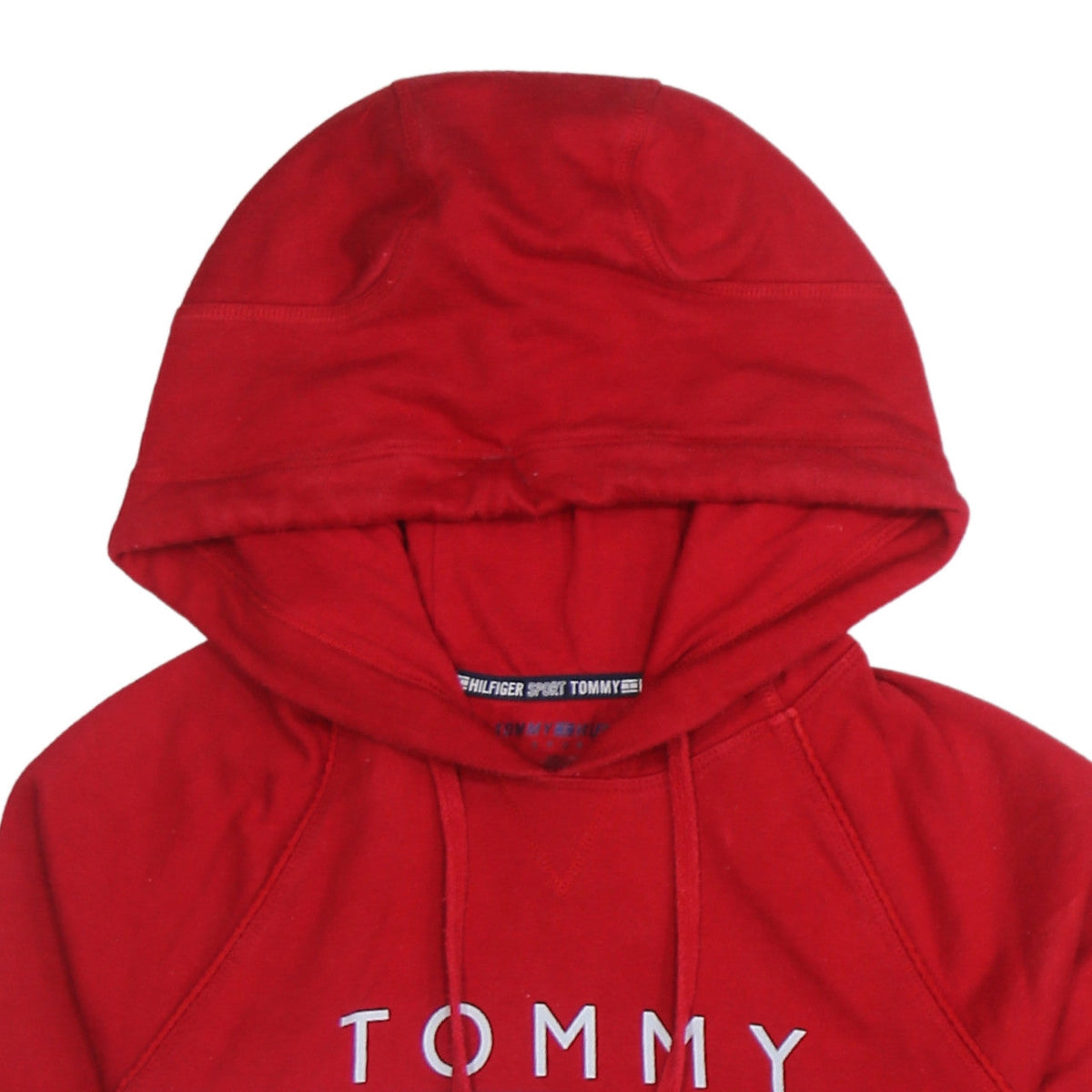 Tommy Hilfiger Women Red Pullover Hoodie Medium Cotton Blend