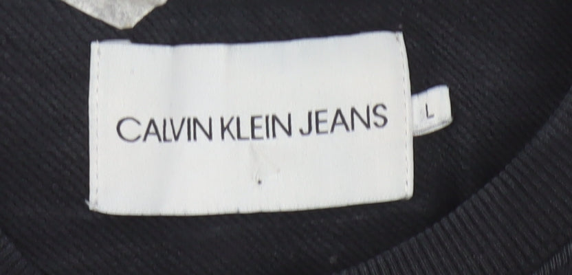 Calvin Klein Jeans Men's Black Logo Crew Neck Sweatshirt Size L