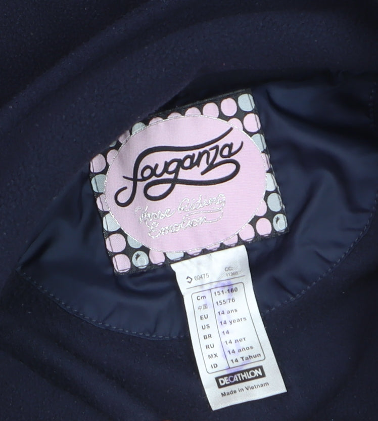 Fouganza Teens Blue Fleece Equestrian Jacket Size 14 Full Zip