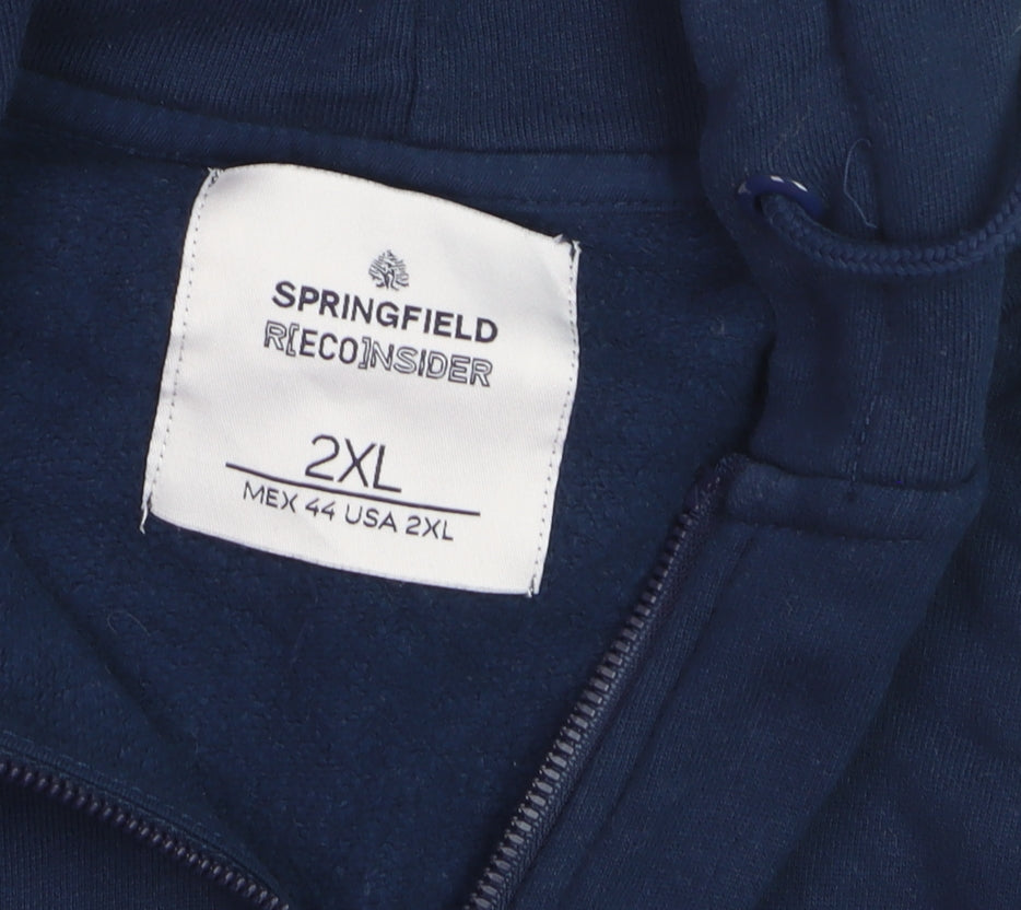 Springfield Men’s Blue 2XL Full Zip Hoodie Cotton Blend