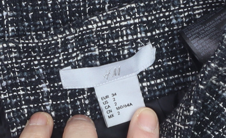 H&M Women's Black Check Tweed Pencil Skirt Size 8 Workwear