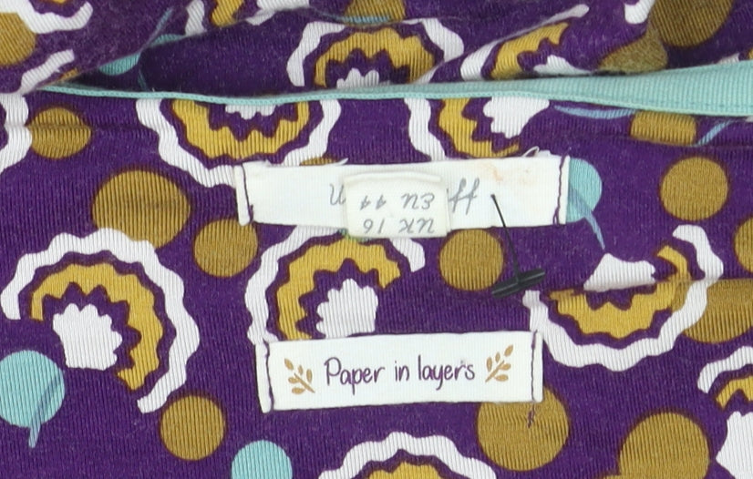 Paper in Layers Women's Purple Geometric Wrap Dress Size 16