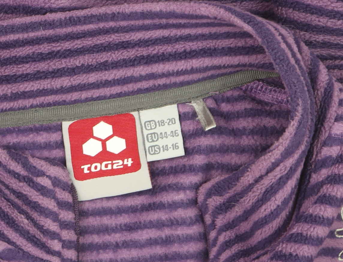 TOG24 Men's Purple Stripe 2XL Fleece 1/4 Zip Pullover Sweatshirt