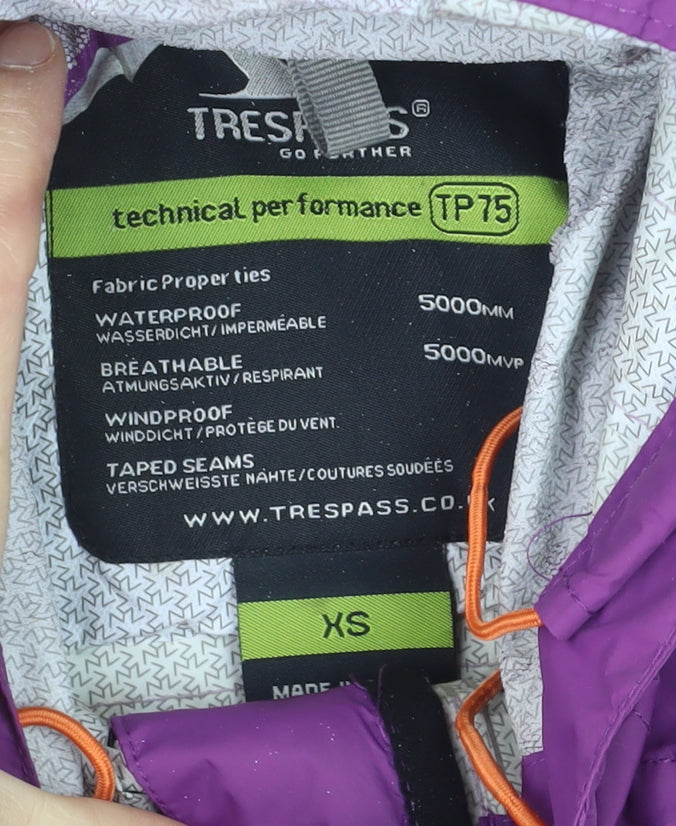 Trespass Womens Purple XS Waterproof Hooded Rain Coat with Taped Seams