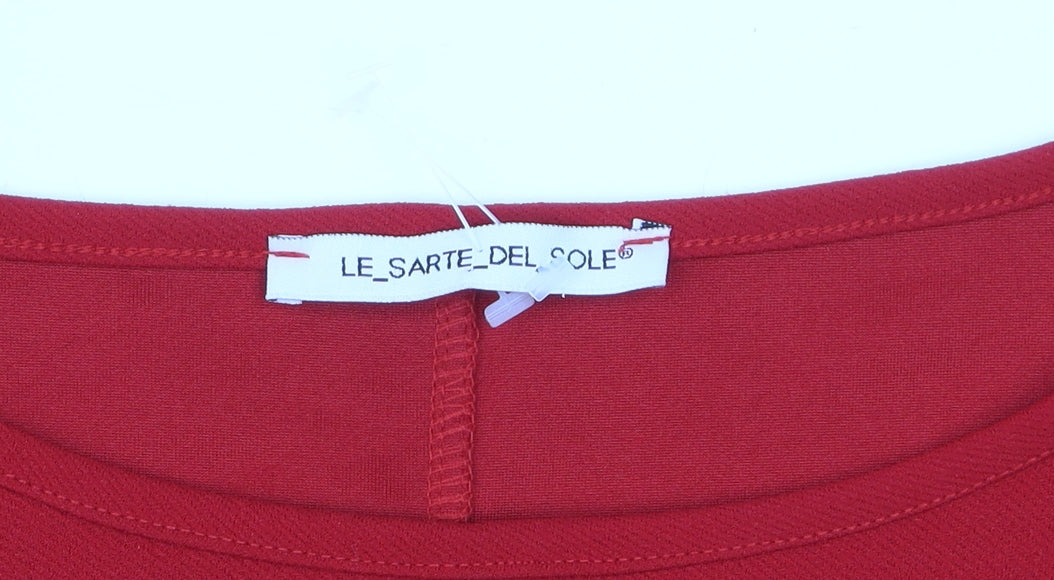 Le Sarte del Sole Women Red Fit & Flare Knee Dress L 3/4 Sleeve