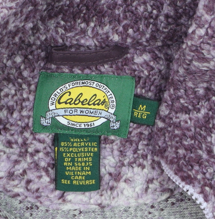 Cabela's Womens Purple Fleece Jacket M Regular Geometric Pattern Zip