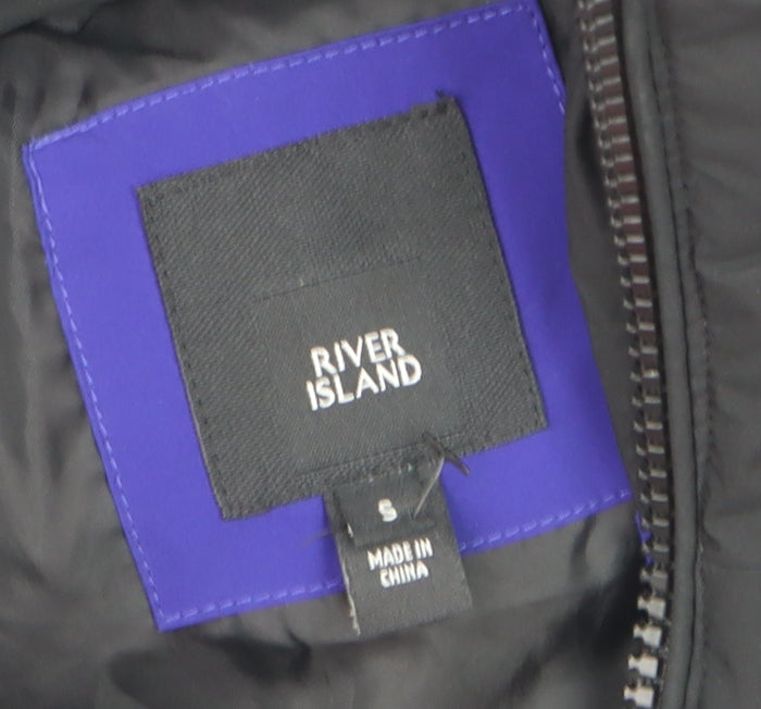River Island Men's Blue Black Puffer Jacket Size S Winter Casual