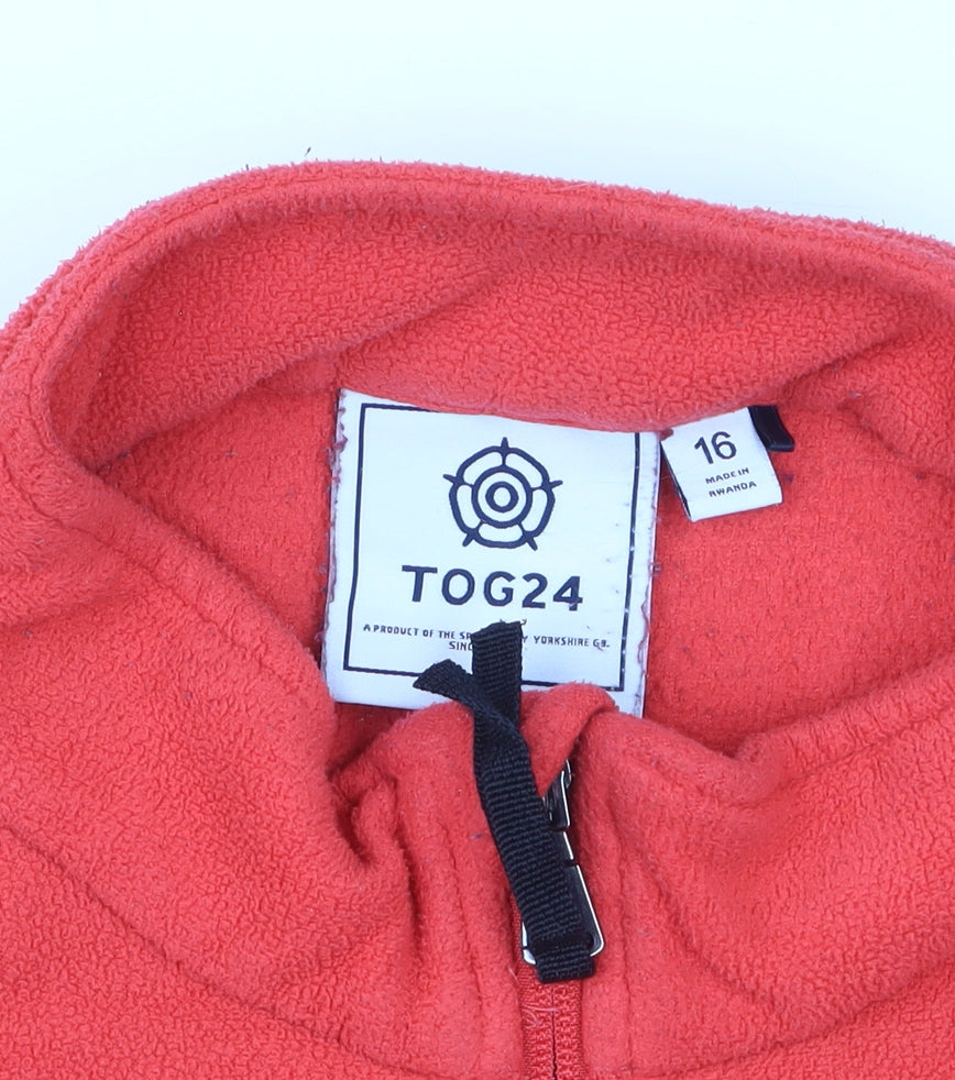 TOG24 Men's Red Fleece 1/4 Zip Pullover Sweatshirt L