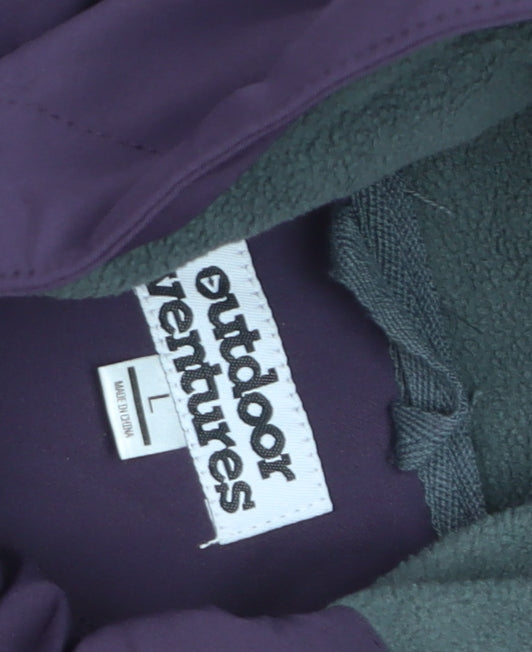 Outdoor Ventures Women's Purple L Softshell Rain Coat Hooded Long Sleeve